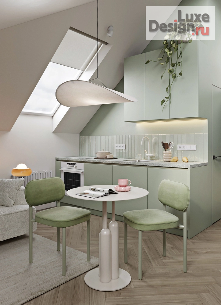 Дизайн интерьера квартиры студии "Мансардная студия" (фото 1)