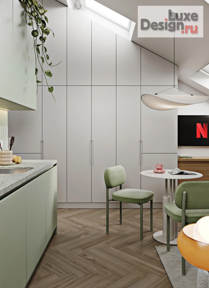 Дизайн интерьера квартиры студии "Мансардная студия" (фото 14)