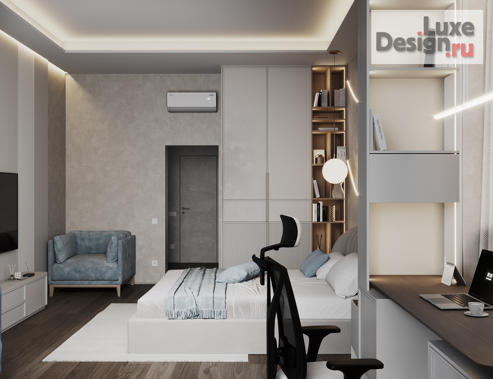 Дизайн интерьера спальни "Спальня и гардеробная в Таунхаусе." (фото 13)