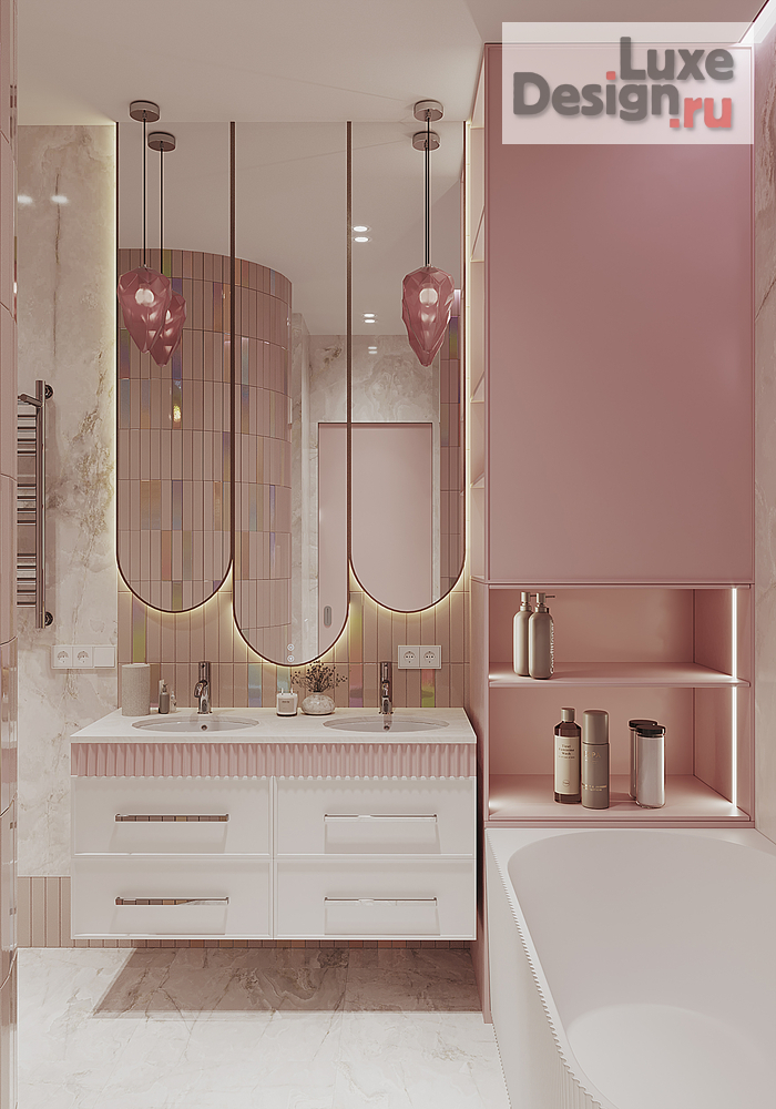 дизайн интерьера санузла "Сан.узел для двух  девочек. В таунхаусе." (фото 1)
