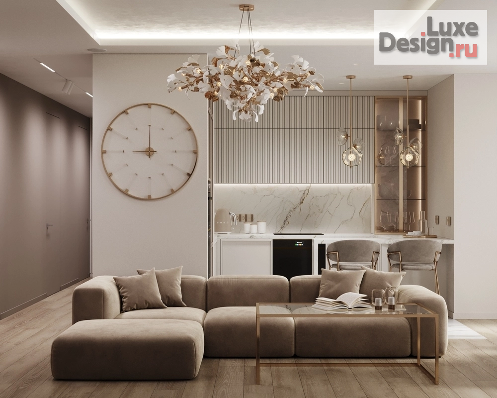 Дизайн интерьера гостиной "Кухня-гостиная в квартире ЖК Голден Сити" (фото 16)