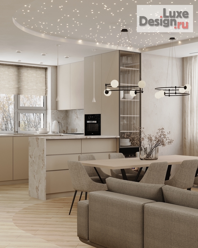 Дизайн интерьера таунхауса "Кухня- Гостиная в загородном доме." (фото 1)