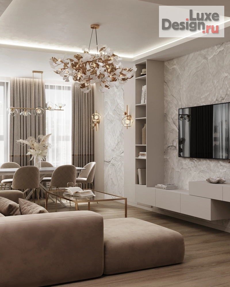 Дизайн интерьера гостиной "Кухня-гостиная в квартире ЖК Голден Сити" (фото 2)