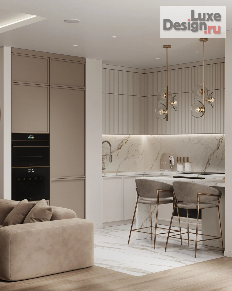 Дизайн интерьера гостиной "Кухня-гостиная в квартире ЖК Голден Сити" (фото 5)