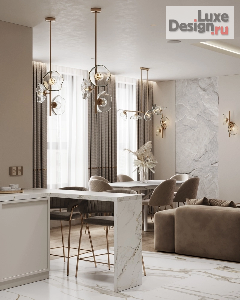 Дизайн интерьера гостиной "Кухня-гостиная в квартире ЖК Голден Сити" (фото 8)