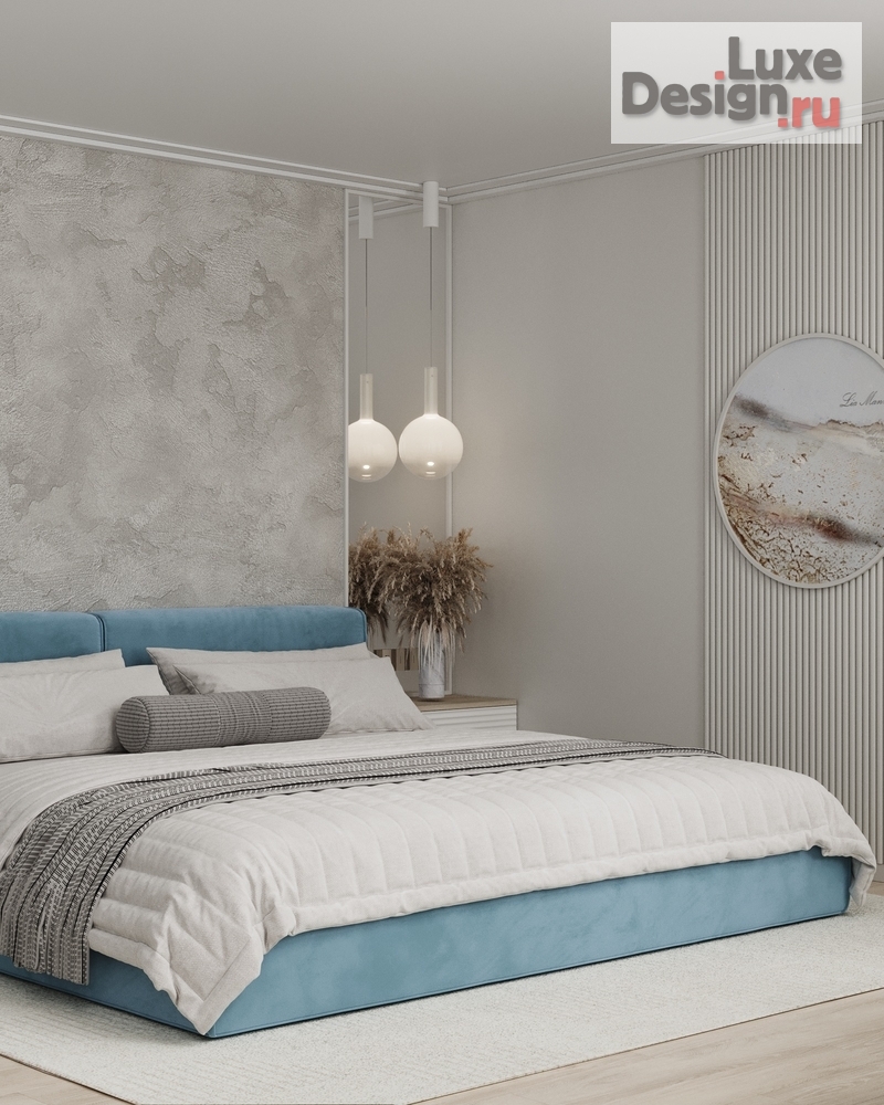 Дизайн интерьера спальни "Спальня в нежно-голубых оттенках. В ЖК Голден Сити." (фото 1)