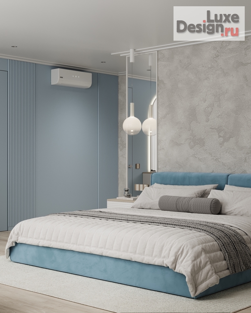Дизайн интерьера спальни "Спальня в нежно-голубых оттенках. В ЖК Голден Сити." (фото 2)