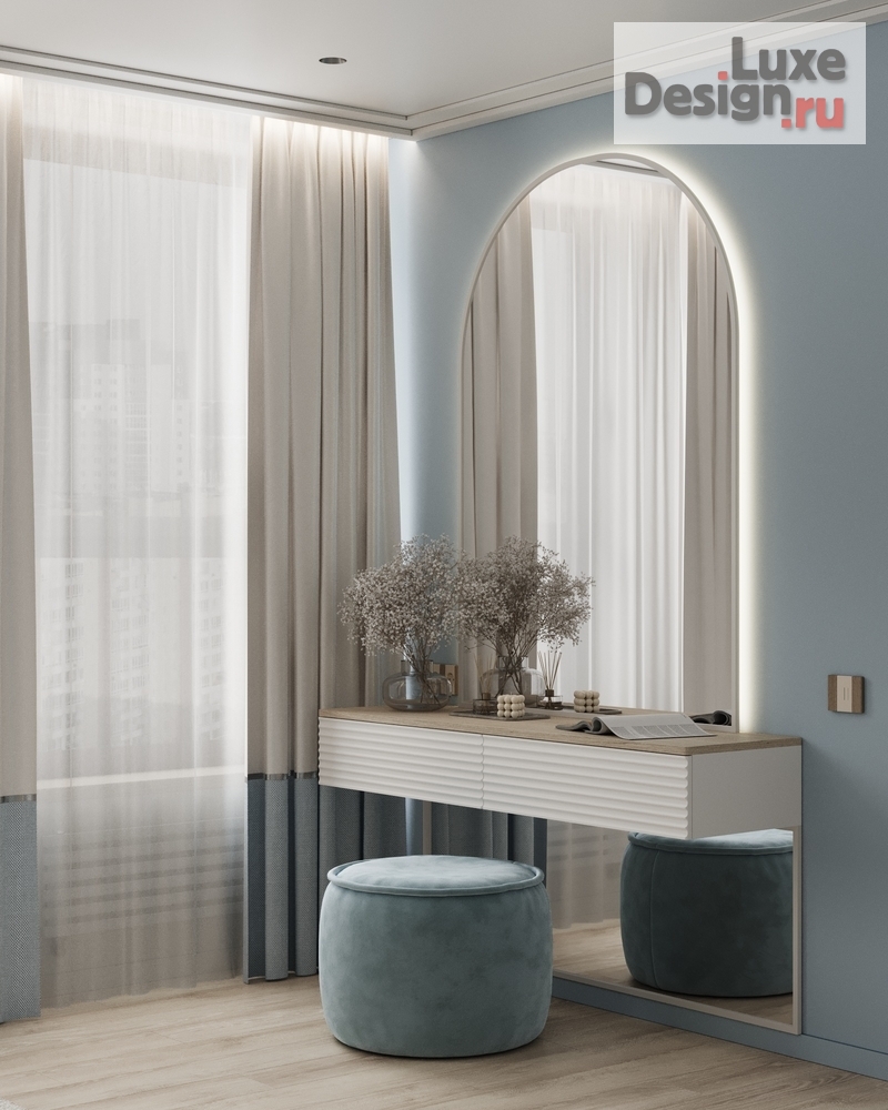 Дизайн интерьера спальни "Спальня в нежно-голубых оттенках. В ЖК Голден Сити." (фото 4)