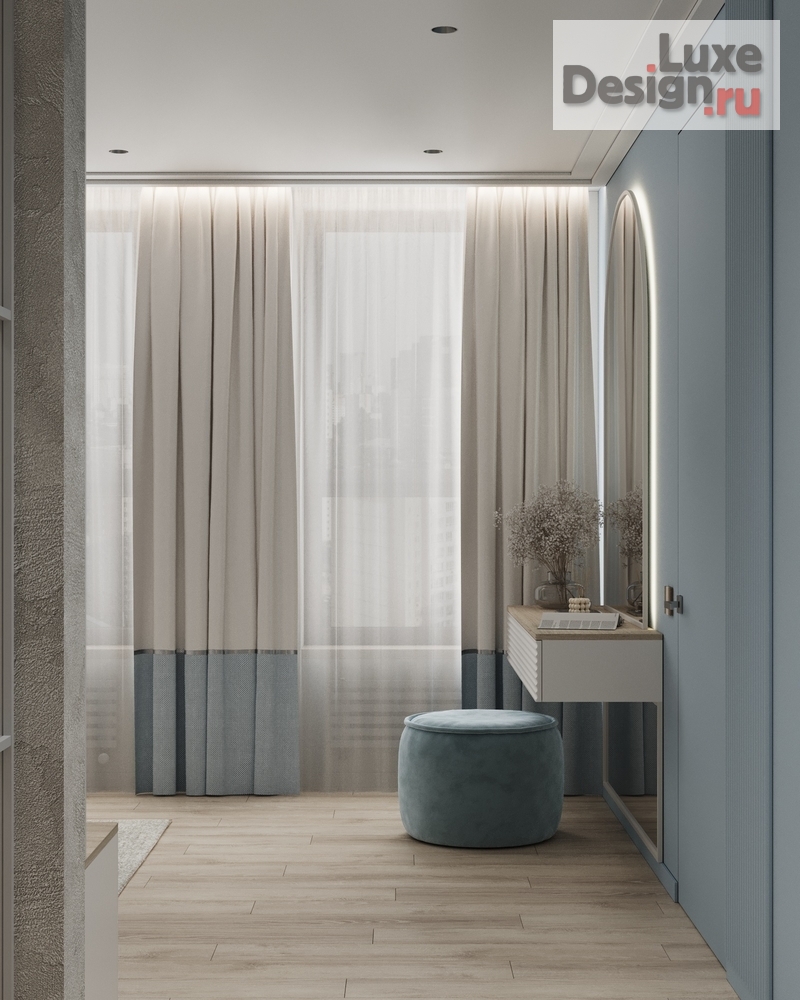 Дизайн интерьера спальни "Спальня в нежно-голубых оттенках. В ЖК Голден Сити." (фото 7)