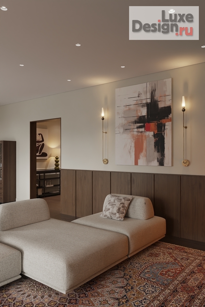 Дизайн интерьера загородного дома "Гостиная с камином " (фото 10)