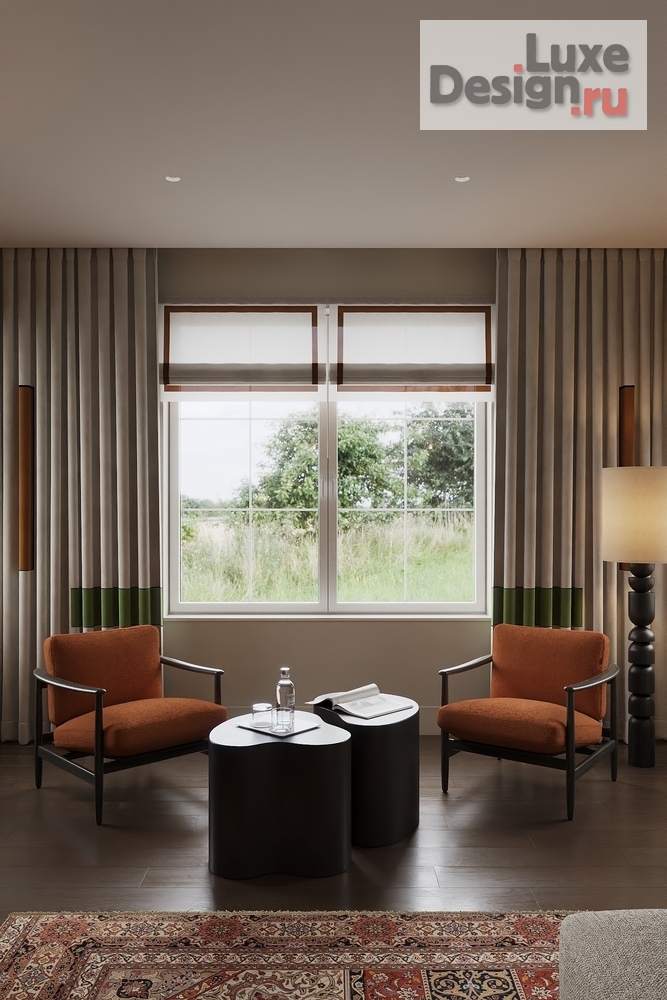 Дизайн интерьера загородного дома "Гостиная с камином " (фото 4)