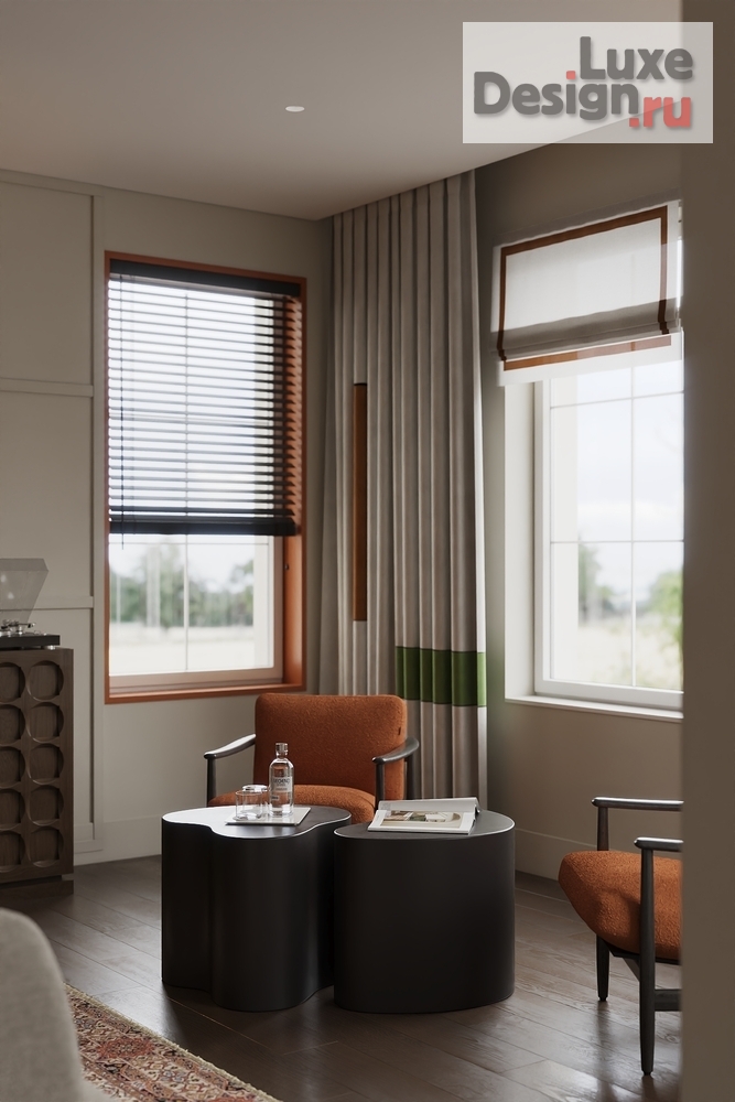 Дизайн интерьера загородного дома "Гостиная с камином " (фото 5)