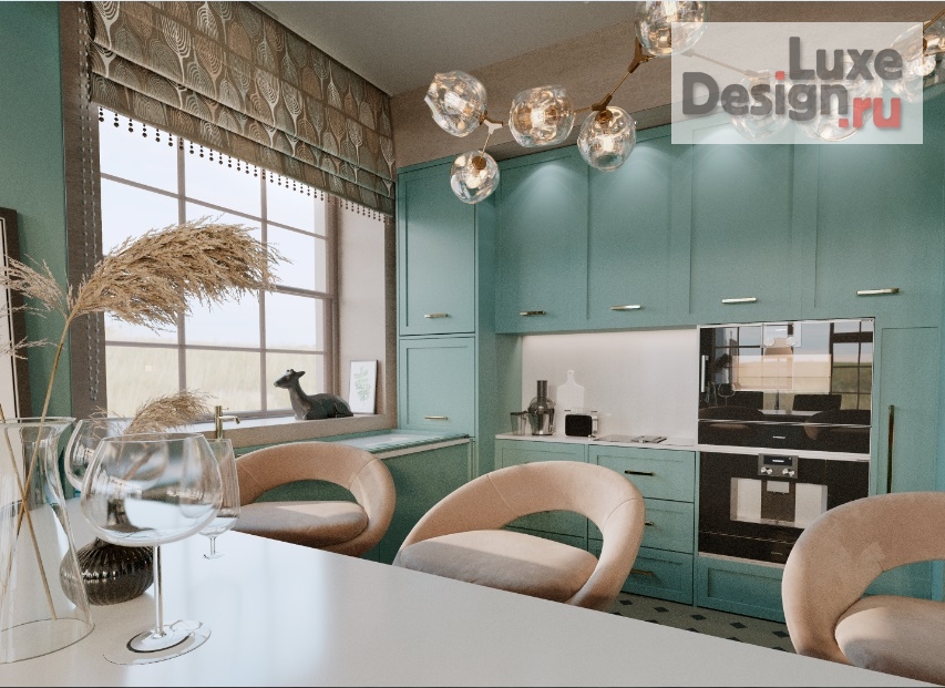 Дизайн интерьера кухни "Яркий дизайн проект кухни и гостиной" (фото 4)