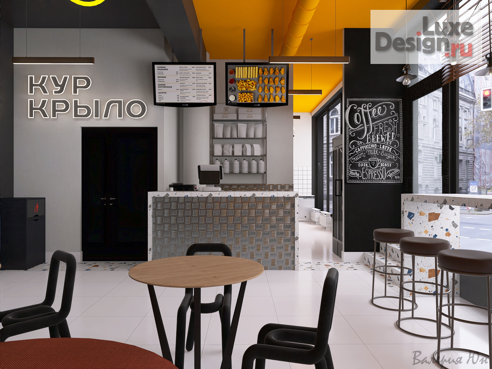 Дизайн интерьера ресторана "Стрит фуд "Кур-крыло" Новоселье" (фото 7)