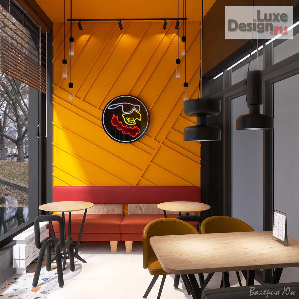 Дизайн интерьера ресторана "Стрит фуд "Кур-крыло" Новоселье" (фото 10)