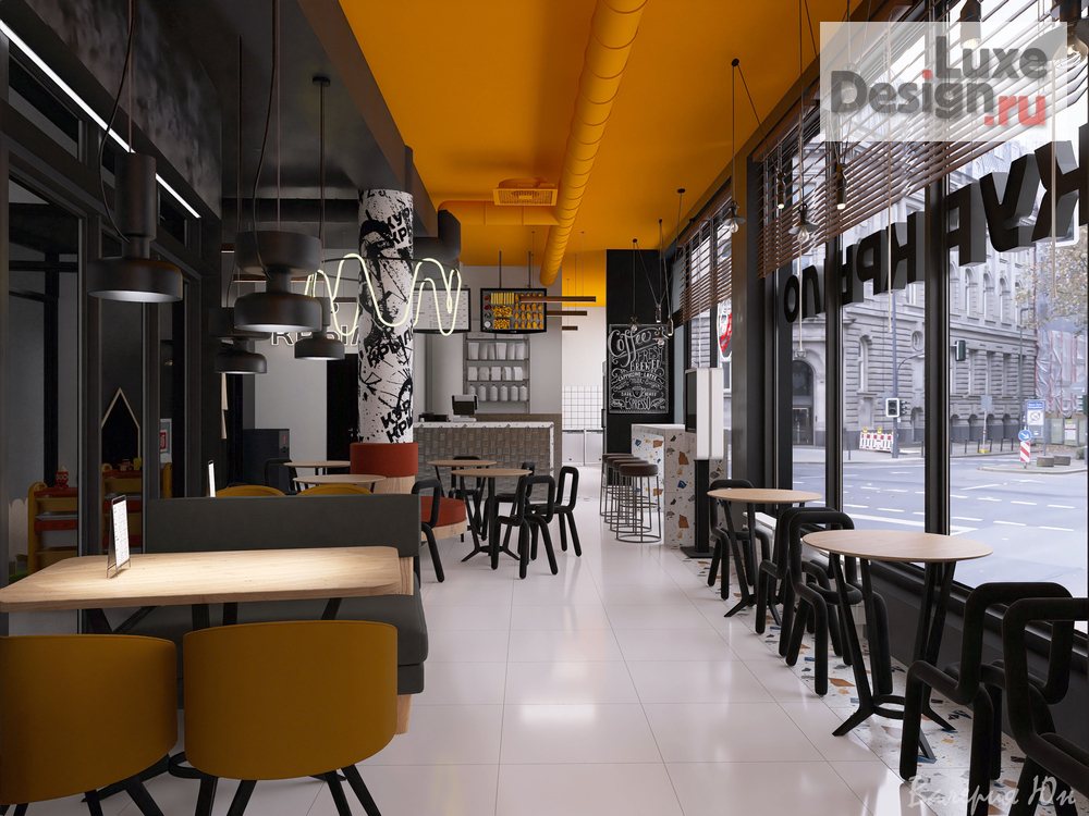 Дизайн интерьера ресторана "Стрит фуд "Кур-крыло" Новоселье" (фото 12)