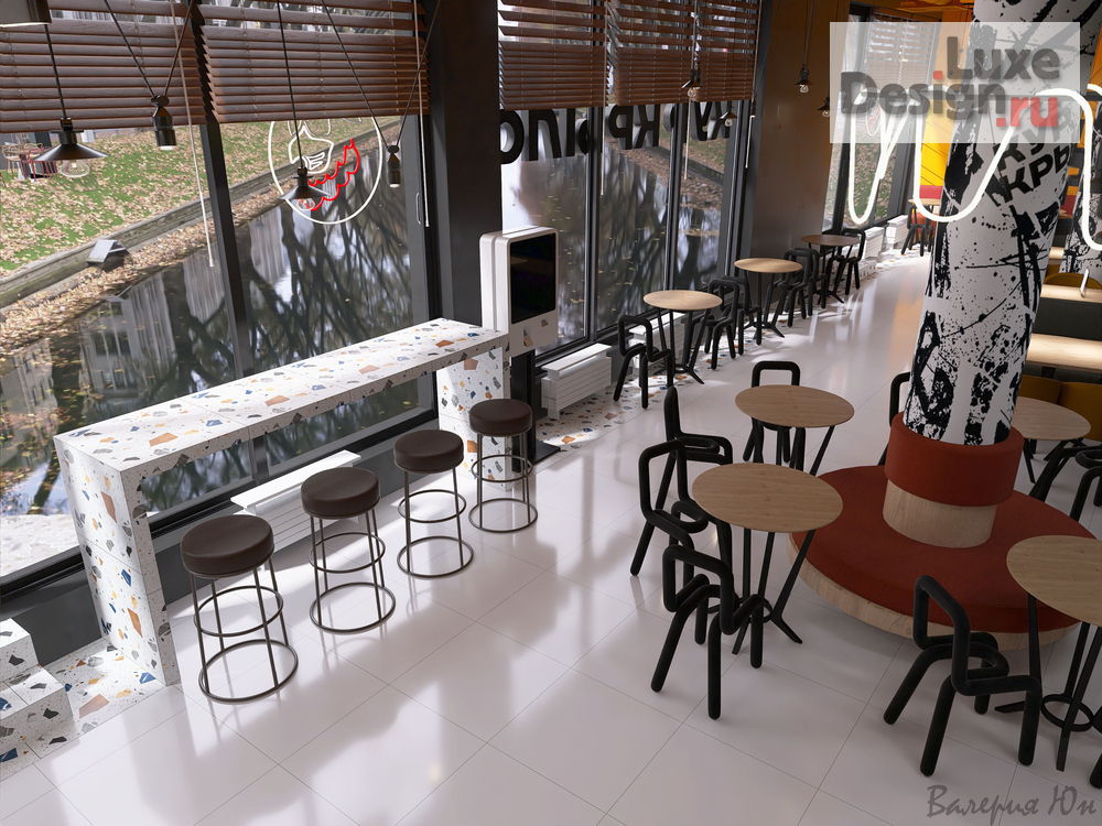 Дизайн интерьера ресторана "Стрит фуд "Кур-крыло" Новоселье" (фото 6)