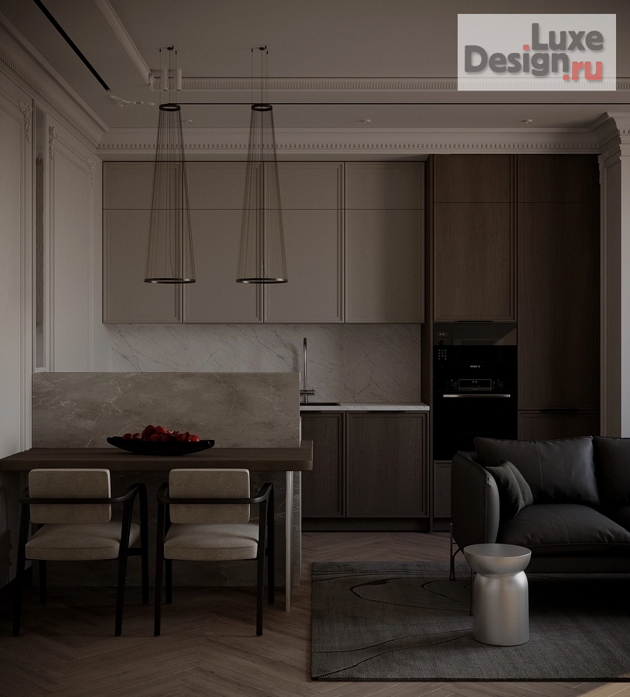 Дизайн интерьера двухкомнатной квартиры "Современная классика в светлых тонах" (фото 3)