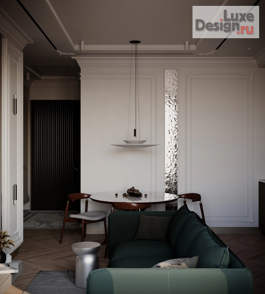 Дизайн интерьера двухкомнатной квартиры "Современная классика в светлых тонах" (фото 12)