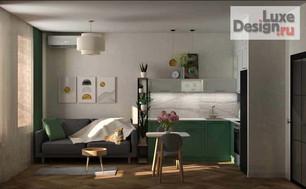 Дизайн интерьера однокомнатной квартиры "Дизайн-проект однокомнатной квартиры в Красноярске" (фото 1)