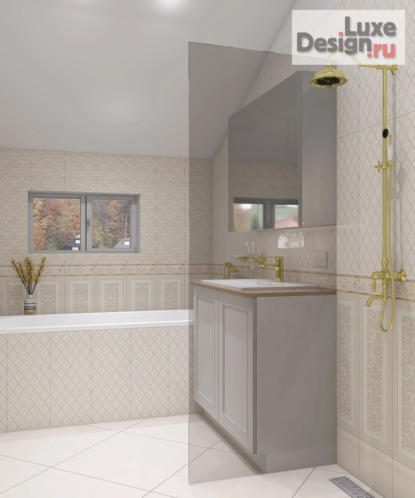 дизайн интерьера санузла "Дизайн проект сан.узлов в загородном доме. Поселок "Надежда-Ватт"" (фото 7)