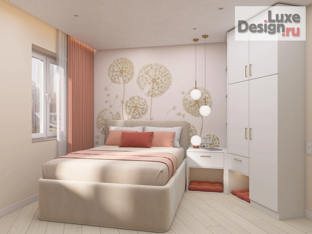 Дизайн интерьера спальни "Дизайн-проект комнаты 14м2 Савушкино 127" (фото 1)