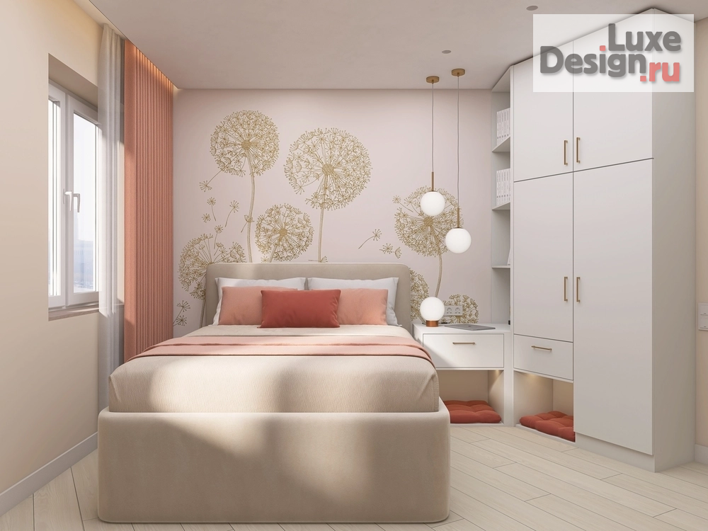 Дизайн интерьера спальни "Дизайн-проект комнаты 14м2 Савушкино 127" (фото 3)