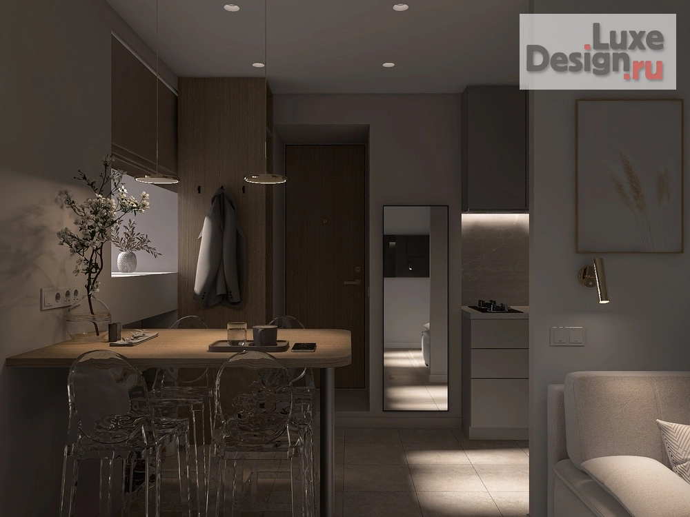 Дизайн интерьера однокомнатной квартиры "Дизайн-проект очень маленькой квартиры Чайковского 51" (фото 1)