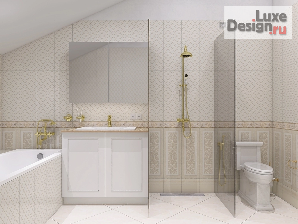 дизайн интерьера санузла "Дизайн проект сан.узлов в загородном доме. Поселок "Надежда-Ватт"" (фото 4)