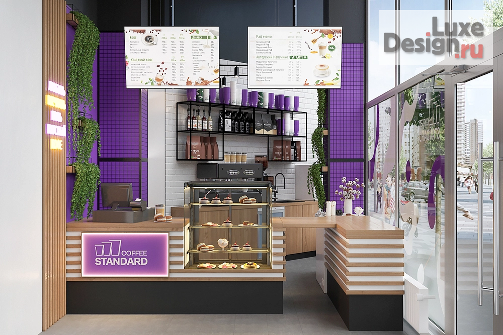Дизайн интерьера кафе "КОФЕЙНЯ Standart Coffee (Санкт-Петербург, ТЦ Норд и пр. Просвещения)" (фото 1)