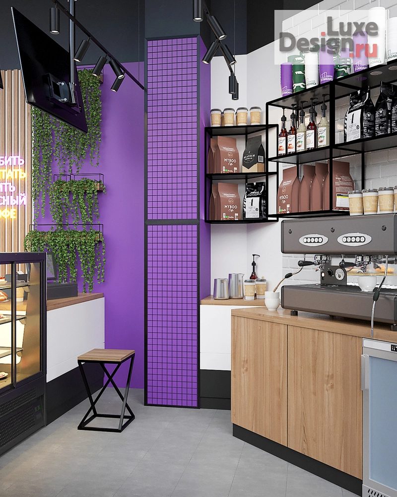 Дизайн интерьера кафе "КОФЕЙНЯ Standart Coffee (Санкт-Петербург, ТЦ Норд и пр. Просвещения)" (фото 4)