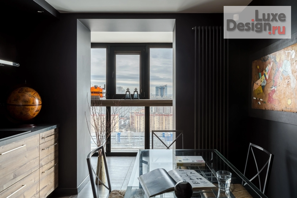 Дизайн интерьера однокомнатной квартиры "Все оттенки черного (современный интерьер для молодого человека)" (фото 11)