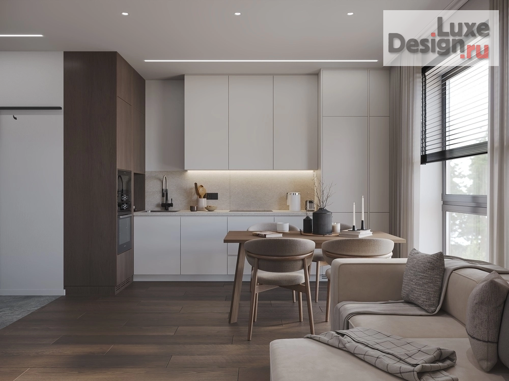 Дизайн интерьера двухкомнатной квартиры "Квартира 56 м², ЖК Шкиперский (Санкт-Петербург)" (фото 2)