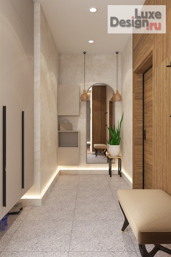 Дизайн интерьера четырехкомнатной квартиры "квартира для семьи из 4х человек с элементами джапанди" (фото 5)