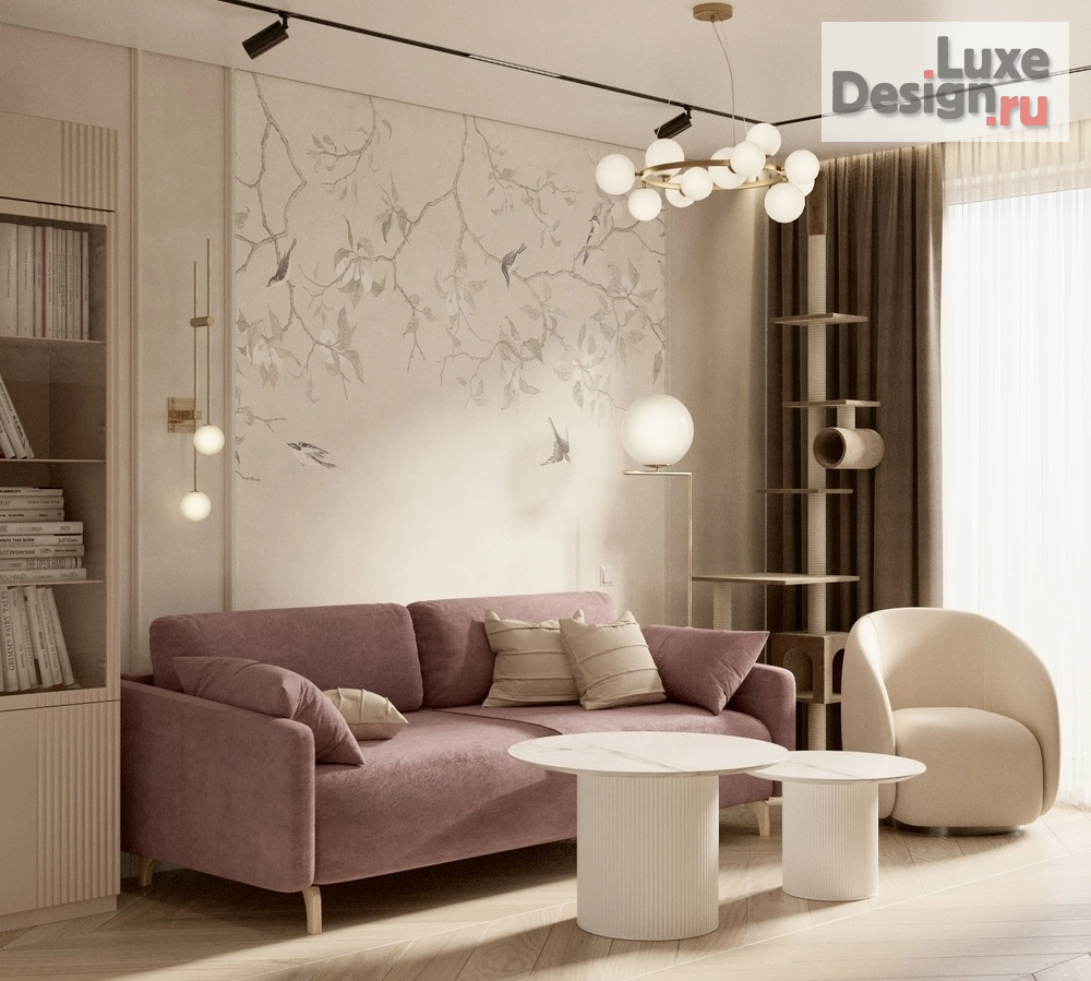 Дизайн интерьера двухкомнатной квартиры ""Малиновые мечты" - проект двухкомнатной квартиры в Санкт-Петербурге ЖК Дефанс " (фото 1)