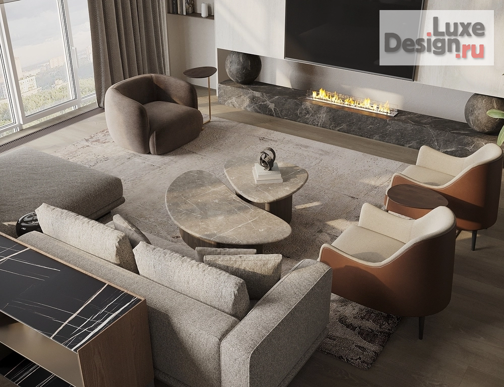 Дизайн интерьера пентхауса "Дизайн интерьера пентхауса Green Hill лофт пространство 1 этаж" (фото 4)