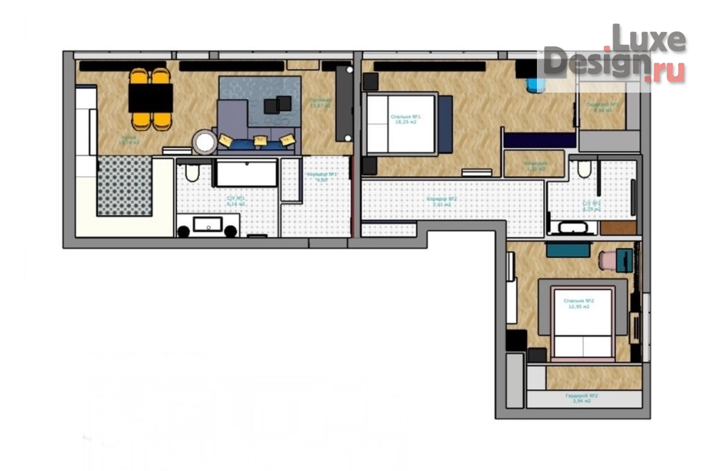Дизайн интерьера трехкомнатной квартиры "ЖК «ЭТАЛОН НА НЕВЕ», САНКТ-ПЕТЕРБУРГ" (фото 9)