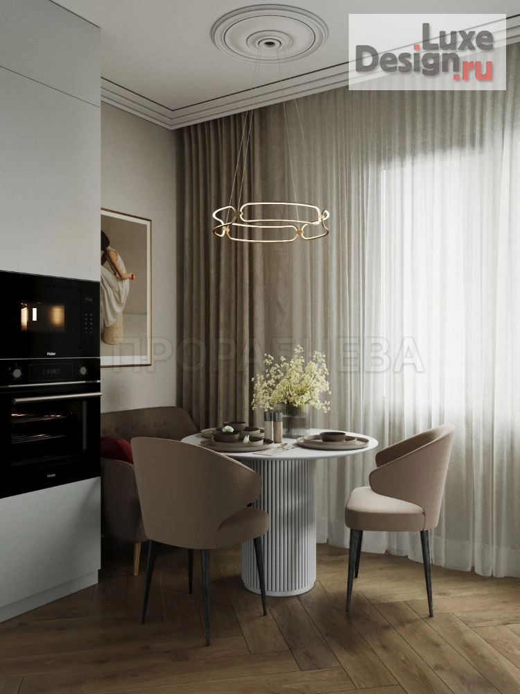 Дизайн интерьера двухкомнатной квартиры "Неоклассика с петербургским шиком" (фото 2)