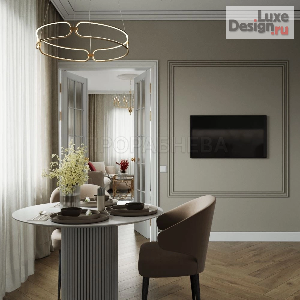 Дизайн интерьера двухкомнатной квартиры "Неоклассика с петербургским шиком" (фото 3)