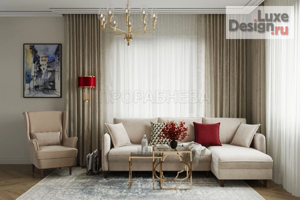 Дизайн интерьера двухкомнатной квартиры "Неоклассика с петербургским шиком" (фото 4)