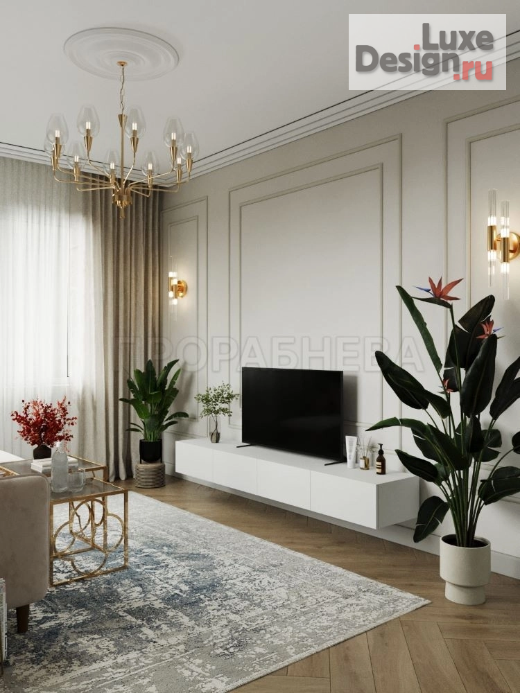 Дизайн интерьера двухкомнатной квартиры "Неоклассика с петербургским шиком" (фото 5)