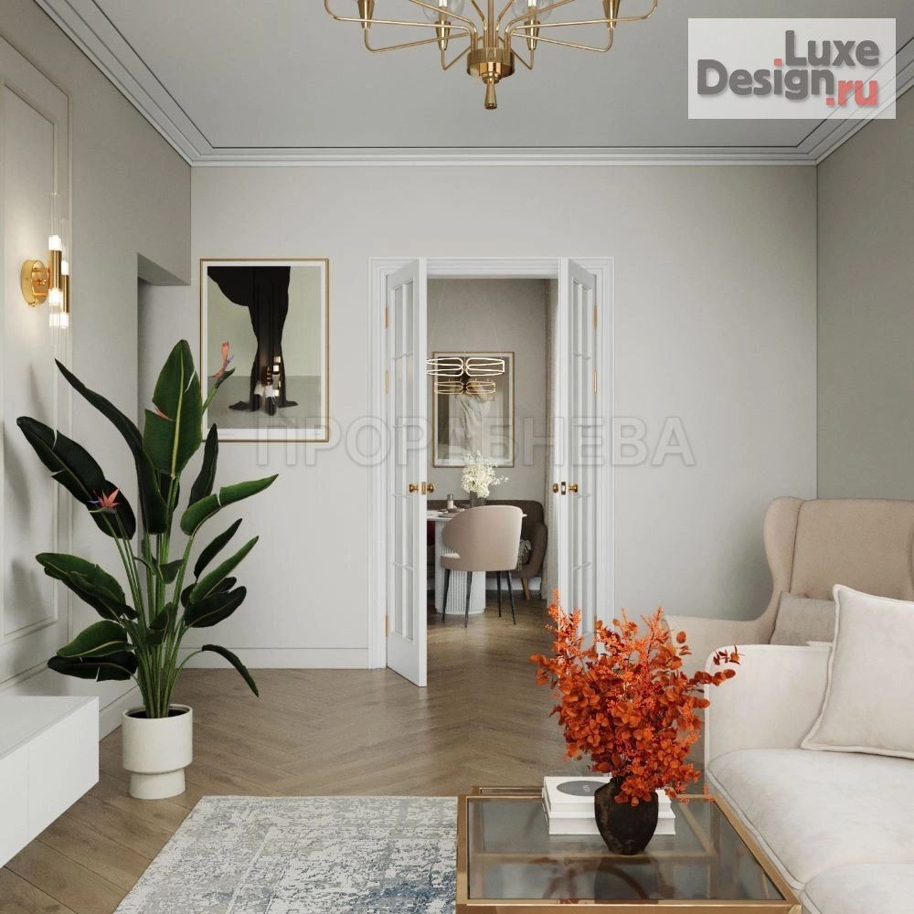 Дизайн интерьера двухкомнатной квартиры "Неоклассика с петербургским шиком" (фото 6)