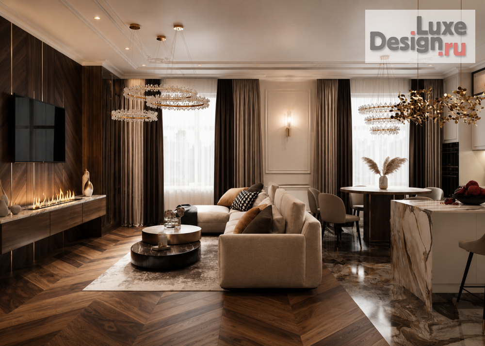 Дизайн интерьера квартиры "Современная классика в ЖК «Glorax Premium» — 144 м²" (фото 4) от дизайнера Черный Максим Дизайн интерьера квартиры "Современная классика в ЖК «Glorax Premium» — 144 м²" (фото 4)