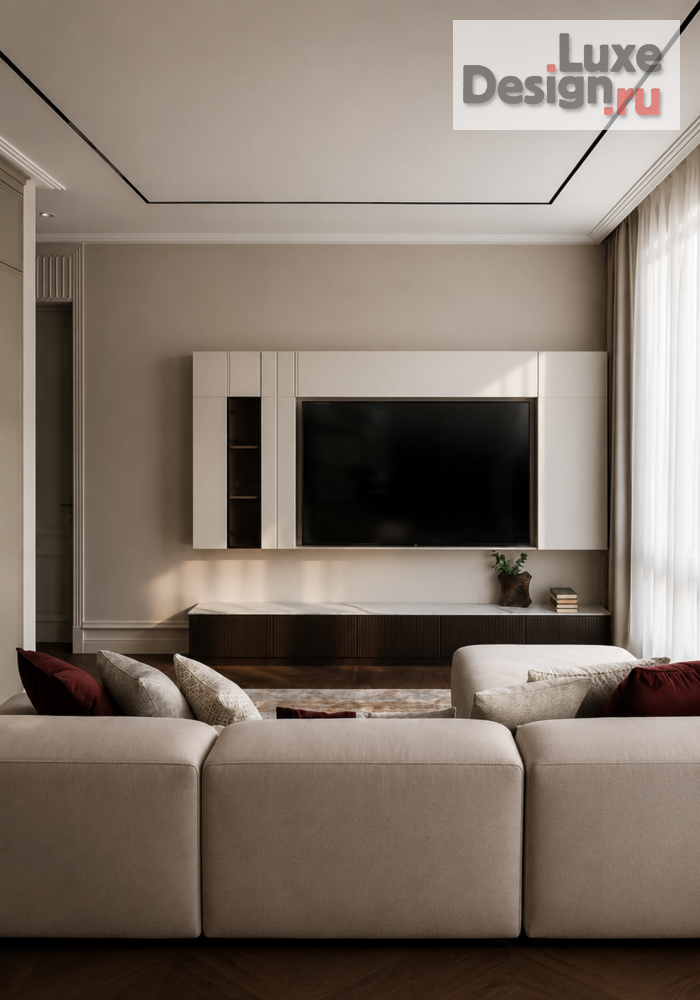Дизайн интерьера квартиры "Современная классика с бордовыми акцентами в ЖК «Интонация» — 133 м²" (фото 4) от дизайнера Черный Максим Дизайн интерьера квартиры "Современная классика с бордовыми акцентами в ЖК «Интонация» — 133 м²" (фото 4)