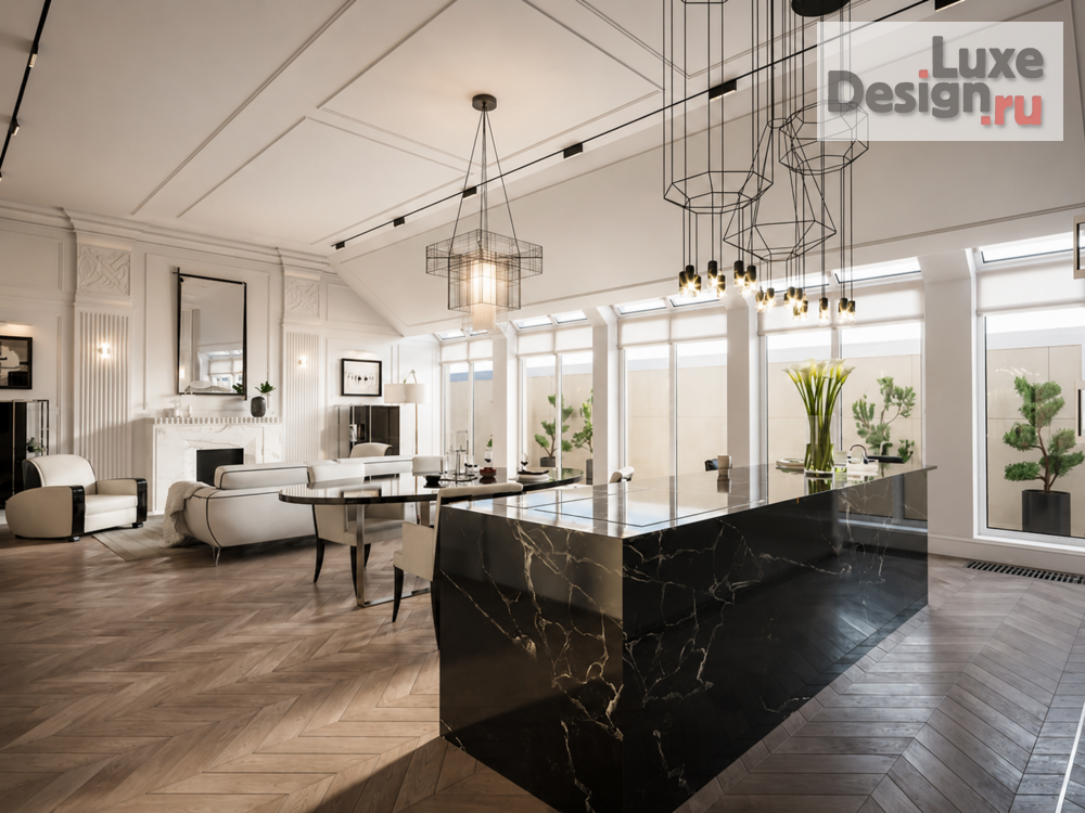 Дизайн интерьера квартиры "Классика в ЖК «Аквамарин 2» — 377 м²" (фото 1) от дизайнера Черный Максим Дизайн интерьера квартиры "Классика в ЖК «Аквамарин 2» — 377 м²" (фото 1)