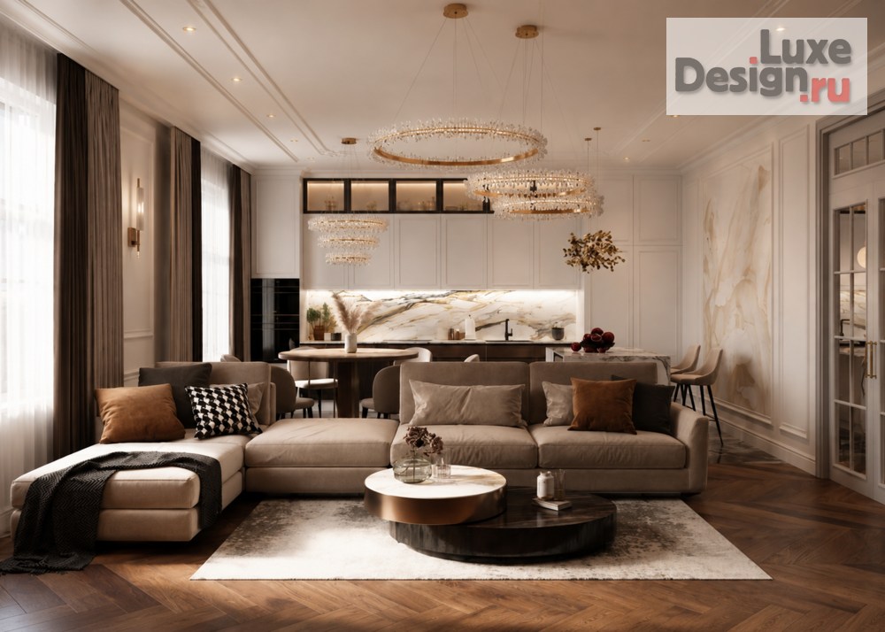 Дизайн интерьера квартиры "Современная классика в ЖК «Glorax Premium» — 144 м²" (фото 1) от дизайнера Черный Максим Дизайн интерьера квартиры "Современная классика в ЖК «Glorax Premium» — 144 м²" (фото 1)