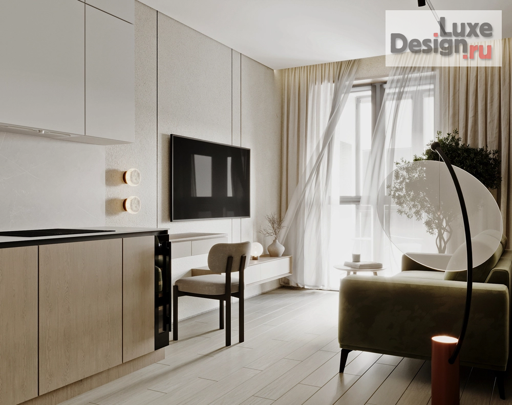 Дизайн интерьера однокомнатной квартиры "Дизайн 1-комнатной квартиры в ЖК «Шкиперский 19»" (фото 2)