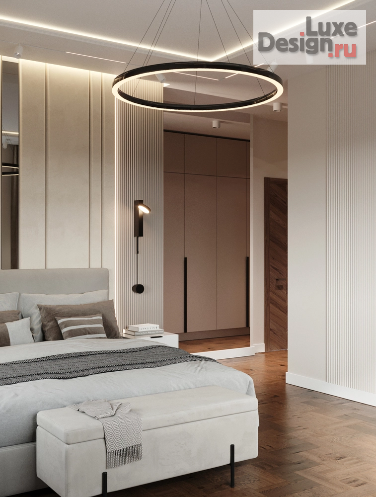 Дизайн интерьера трехкомнатной квартиры "Спальня с гардеробной" (фото 3)