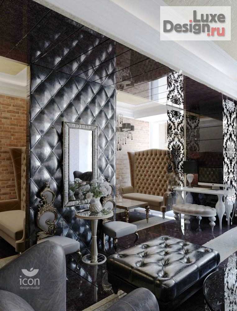 Дизайн интерьера отеля "ЧЕРНО-БЕЛЫЙ ГЛАМУР. Дизайн пространства лобби бара и входной группы отеля «Majestik». Санкт-Петербург" (фото 4)