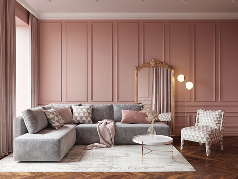 Дизайн интерьера гостиной в Санкт-Петербурге "Гостиная в розовых тонах"